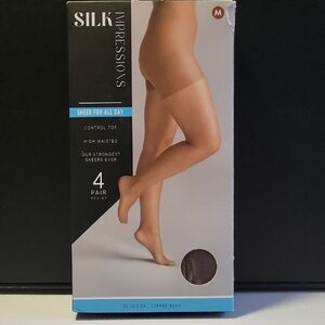 Impressions Silk Sheer Control Top Pantyhose - Coffee Bean. O6